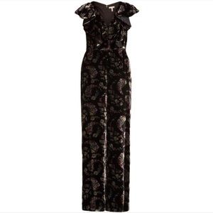 Black/floral velvet Rebecca Taylor jumpsuit NWT
